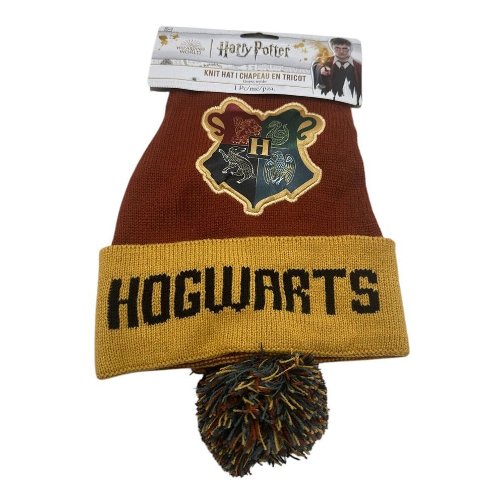 Harry Potter Hogwarts Knit Santa Hat w/ Pom 18" Wizarding World Christmas